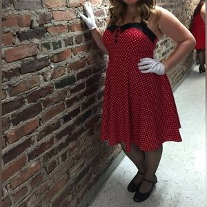 Retro Inspired Red and White Polka dot Halter Dress